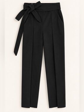 Wilfred Black Dress Pants / High-Waist Tapered Wide Leg Pants with Waist Tie